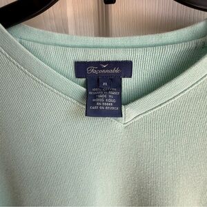 Faconnable Mint Green V-Neck Cotton Sweater